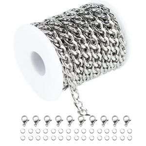 Silver Chain Roll with Clasps and Rings